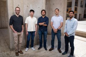 From left: Tim Strutzenberg, Zelin Shan, Dmitry Lyumkis, Dario Passos, and Avik Biswas. Credit: Salk Institute